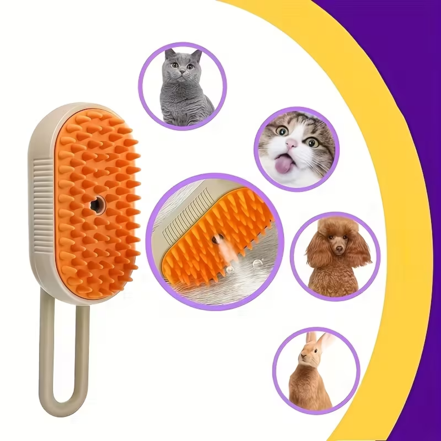 Cepillo Para Mascotas de Vapor 3 en 1