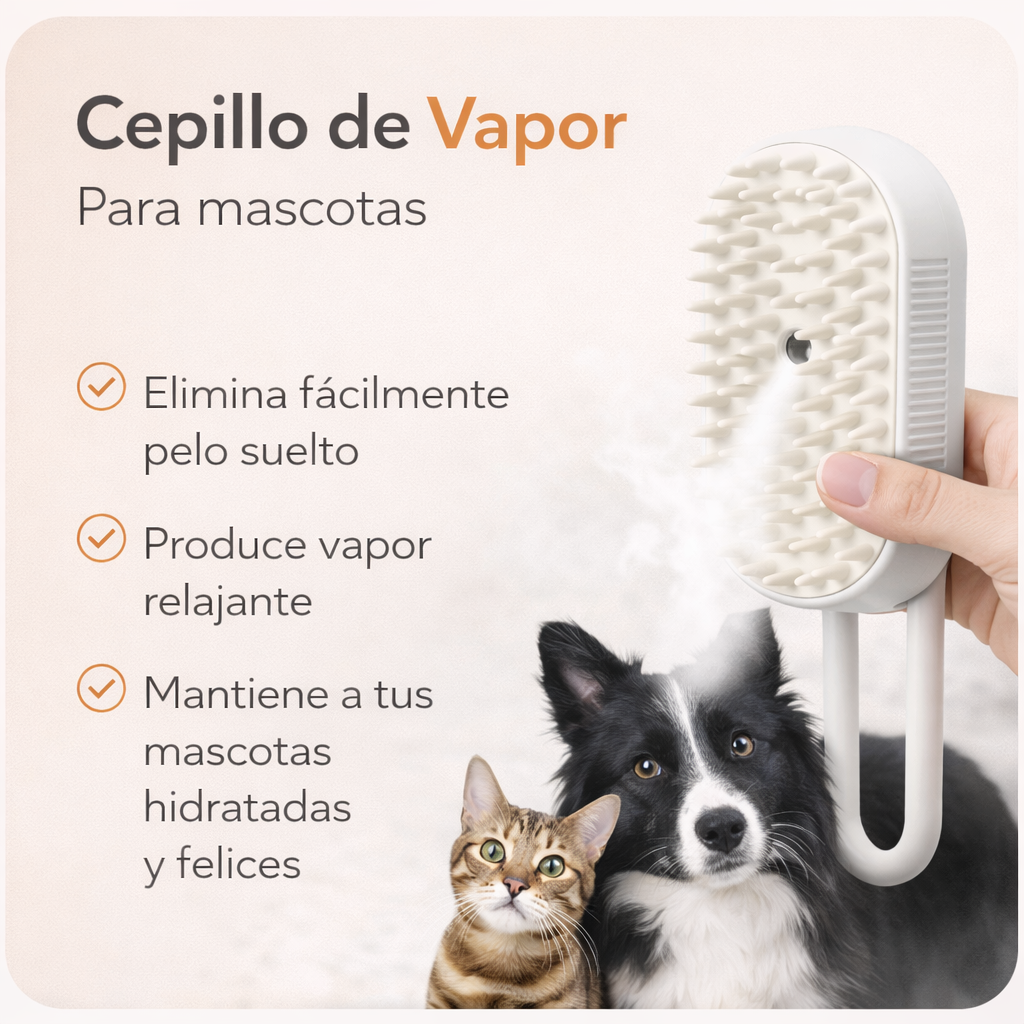 Cepillo Para Mascotas de Vapor 3 en 1
