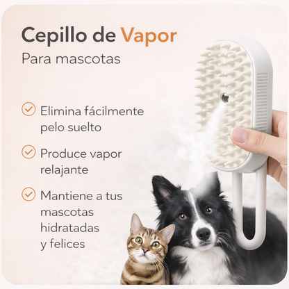 Cepillo Para Mascotas de Vapor 3 en 1