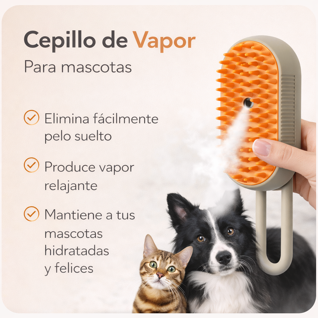 Combo Anti-Pelos 2x1 🐾 Cepillo de Vapor 3 en 1 + Guante Quita Pelos!